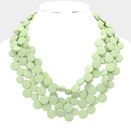Round Wood Cluster Multi Layered Necklace
