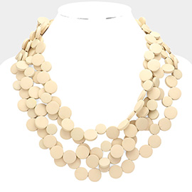 Round Wood Cluster Multi Layered Necklace