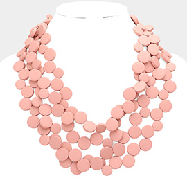 Round Wood Cluster Multi Layered Necklace