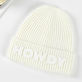 Howdy Message Knit Beanie Hat