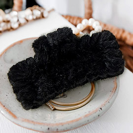Faux Fur Rectangle Hair Claw Clip