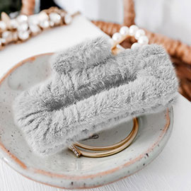 Faux Fur Rectangle Hair Claw Clip