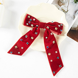 Stone Embellished Bow Snap Alligator Hair Clip