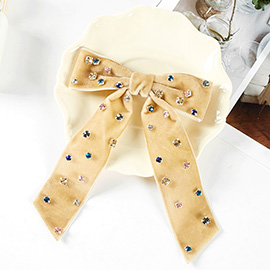 Stone Embellished Bow Snap Alligator Hair Clip