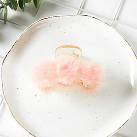 Faux Fur Pom Pom Hair Claw Clip