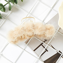 Faux Fur Pom Pom Hair Claw Clip