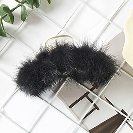 Faux Fur Pom Pom Hair Claw Clip