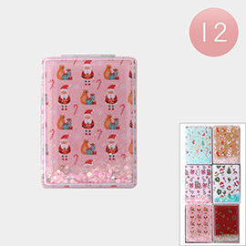 12PCS - Glittered Christmas Theme Cosmetic Mirrors