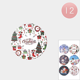 12PCS - Christmas Theme Printed Compact Mirrors