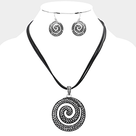 Swirl Metal Round Pendant Necklace