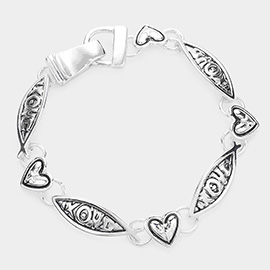 IXOYE message Ichthys Heart Link Magnetic Bracelet