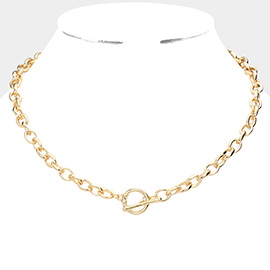 Open Metal Oval Link Toggle Necklace