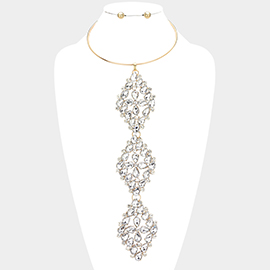 Teardrop Stone Cluster Evening Choker Necklace
