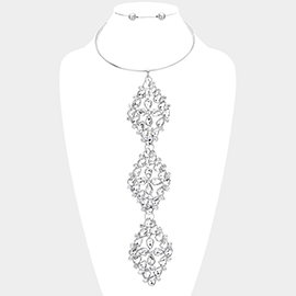 Teardrop Stone Cluster Evening Choker Necklace