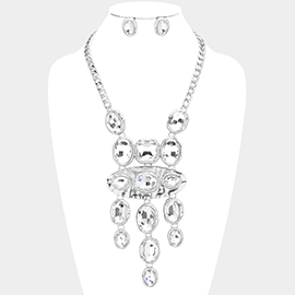 Oval Stone Link Evening Necklace