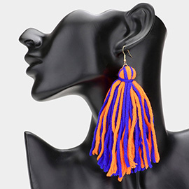 Yarn Thread Tassel Dangle Earrings