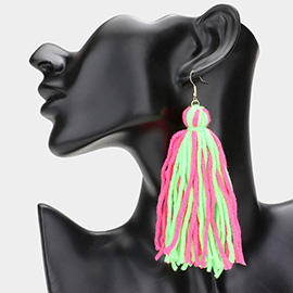 Yarn Thread Tassel Dangle Earrings