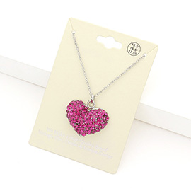 Rhinestone Embellished Heart Pendant Necklace