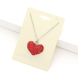 Rhinestone Embellished Heart Pendant Necklace