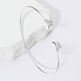 Brass Metal CZ Embellished Skull Tip Cuff Bracelet