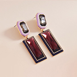 Geometric Stone Link Dangle Earrings