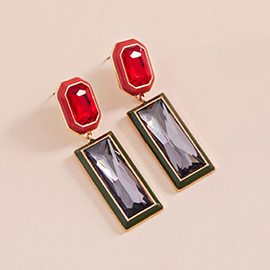 Geometric Stone Link Dangle Earrings