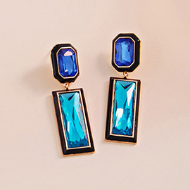 Geometric Stone Link Dangle Earrings