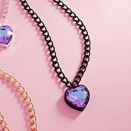Heart Stone Pendant Necklace