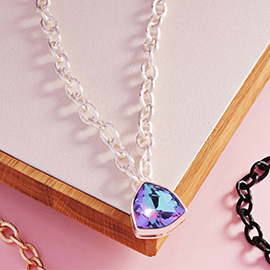 Geometric Angled Stone Pendant Necklace
