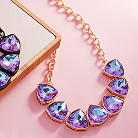 Geometric Angled Stone Link Necklace
