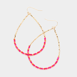 Beaded Open Teardrop Dangle Earrings