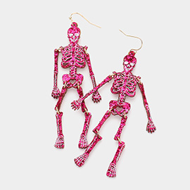 Glittered Skull Dangle Earrings