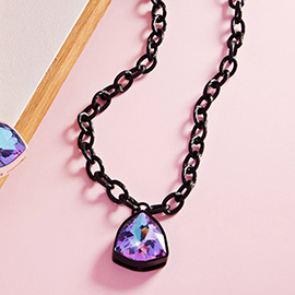 Geometric Angled Stone Pendant Necklace