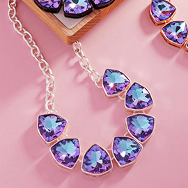 Geometric Angled Stone Link Necklace