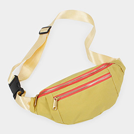 Contrast Zipper Detailed Sling Bag / Fanny Pack / Belt Bag