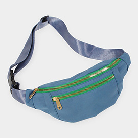 Contrast Zipper Detailed Sling Bag / Fanny Pack / Belt Bag