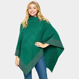 Bling Border Solid Neck Poncho