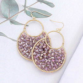 Faceted Bead Wrapped Abstract Metal Dangle Earrings