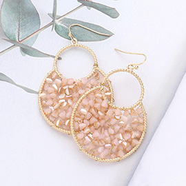 Faceted Bead Wrapped Abstract Metal Dangle Earrings