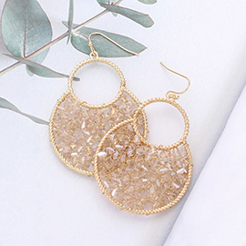 Faceted Bead Wrapped Abstract Metal Dangle Earrings