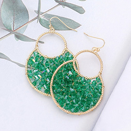 Faceted Bead Wrapped Abstract Metal Dangle Earrings
