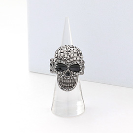 Stone Embellished Skull Stretch Ring