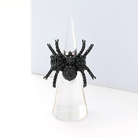 Stone Embellished Spider Stretch Ring