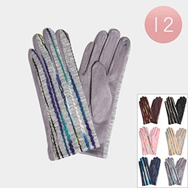 12Pairs- Yarn Embroidery Touch Smart Gloves