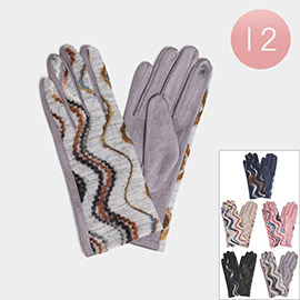 12Pairs- Yarn Embroidery Touch Smart Gloves