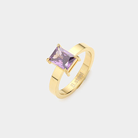 Rectangle Stone Stainless Steel Ring
