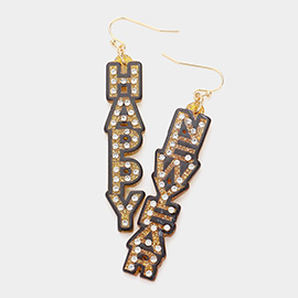Rhinestone Embellished Happy New Year Message Dangle Earrings