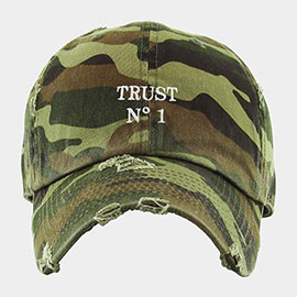 Trust No1 Message Camouflage Patterned Vintage Baseball Cap