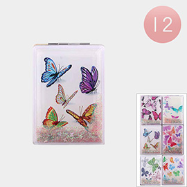 12PCS - Butterfly Printed Cosmetic Mirrors