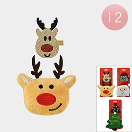 12 Set of 2 - Rudolph Santa Claus Christmas Tree Alligator Hair Clips